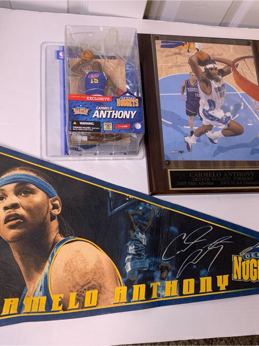 Carmelo Anthony Nuggets Plaque, Figure Set & Banner